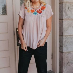 Dusty Rose Embroidered Shirt